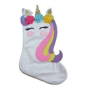 Hobby Lobby Unicorn White Pink Kids Girls Flowers Glitter Christmas Stocking NWT